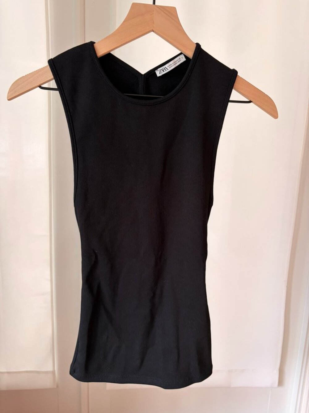 Zara Ribbed Open Back Cutout Tank Top Black Size M